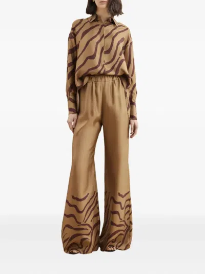 Raquel Diniz Sofia Wave-print Trousers In Brown