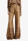 Raquel Diniz Sofia Zebra Print Wide-leg Pants In Brown