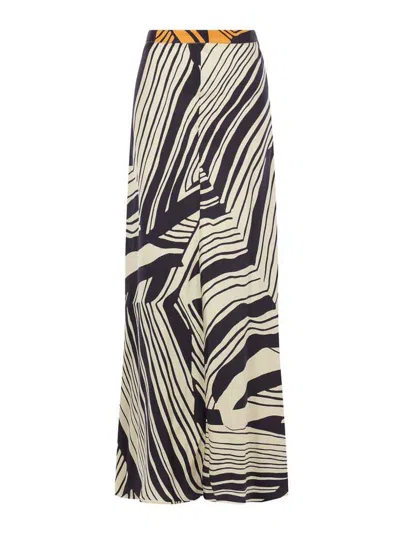 Raquel Diniz Striped Pure Silk Trousers In Black And White