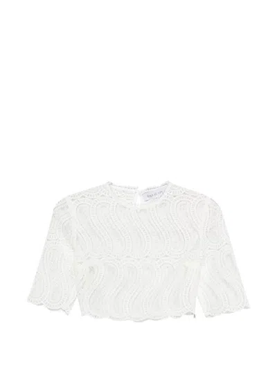Raquel Diniz Top Bianco In Pizzo  In White