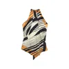 Raquel Diniz Halterneck Open Back Top Asymmetric Hem In Multi
