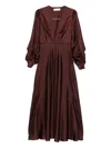 Raquel Diniz V-neck Maxi Dress In Burgundy