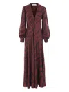 Raquel Diniz Zebra Print Maxi Dress With Knotted Straps In Burgundy