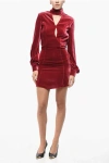 Raquel Diniz Velour Natalie Dress With Cut-outs In Red