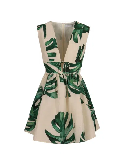 Raquel Diniz Floral-print Mini Dress In Neutral