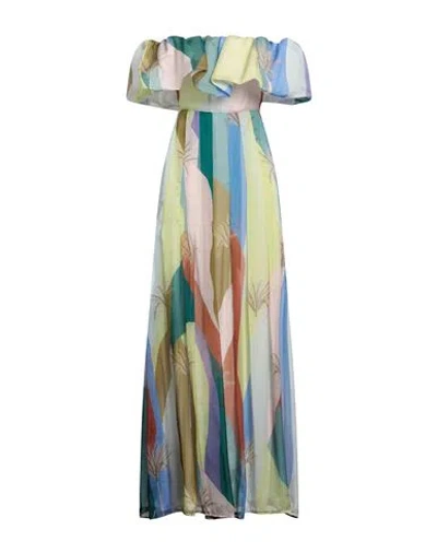 Raquel Diniz Woman Maxi Dress Blue Size 4 Silk In Animal Print
