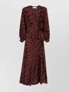 Raquel Diniz Wrap Dress With Long Sleeves And Tie Waist In Brown