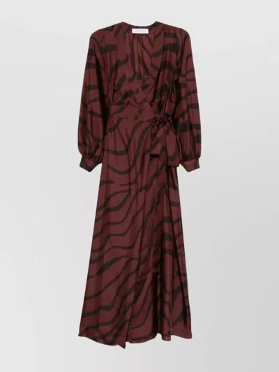 RAQUEL DINIZ WRAP DRESS WITH LONG SLEEVES AND TIE WAIST