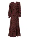 Raquel Diniz Wrap Dress With Long Sleeves And Tie Waist In Burgundy