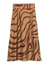 Raquel Diniz Wave-print Midi Skirt In Sand