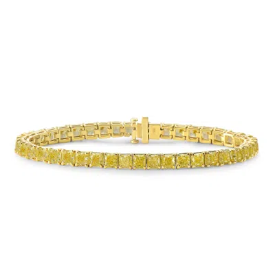 Pre-owned Rare Colors 1 Carat Each Gia Fancy Yellow Cushion Cut Diamond Tennis Bracelet -