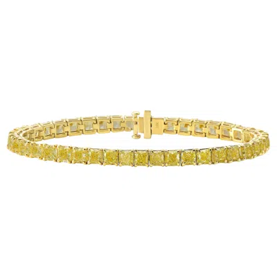 Pre-owned Rare Colors 11 Carat Fancy Yellow Cushion Cut Diamond Tennis Bracelet -