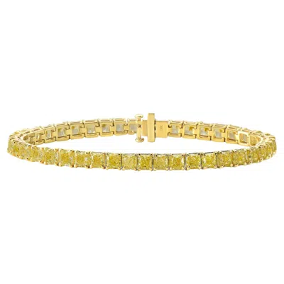 Pre-owned Rare Colors 17.5ct Fancy Yellow Cushion Diamond Bracelet