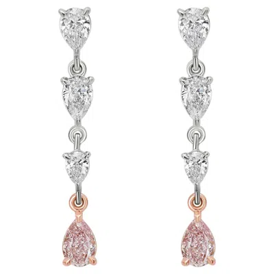 Pre-owned Rare Colors 2 Carat Pink Diamond Drop Earrings
