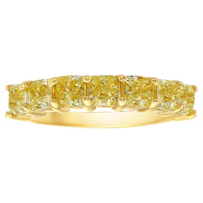 Pre-owned Rare Colors 4 Carat Fancy Yellow Radiant Diamond Half Eternity Band