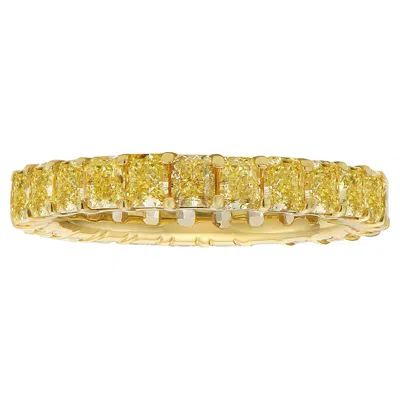 Pre-owned Rare Colors 4.2ct Fancy Yellow Radiant Diamond Eternity Band