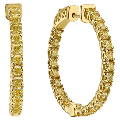 Pre-owned Rare Colors 5 Carat Fancy Yellow Diamond Hoops