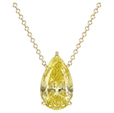 Pre-owned Rare Colors 5 Carat Pear Cut Fancy Yellow Diamond Pendant Necklace
