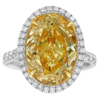 Pre-owned Rare Colors 6 Carat Fancy Light Yellow Oval Diamond Ring