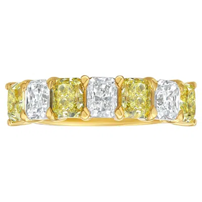 Pre-owned Rare Colors Alternating Fancy Yellow And White Diamond Half Eternity Band -