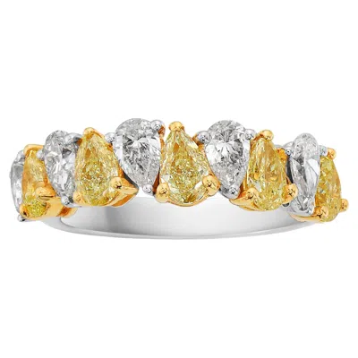 Pre-owned Rare Colors - Alternating Yellow Pear Shape Diamond Half Eternity Ring
