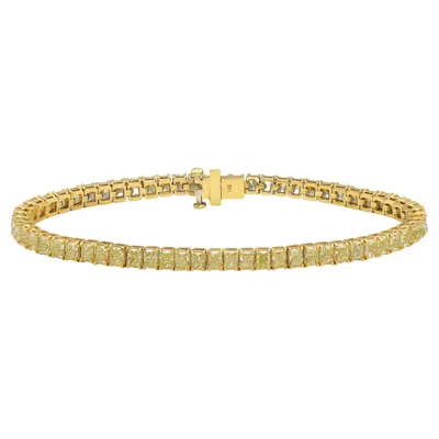 Pre-owned Rare Colors - Fancy Yellow Cushion Diamond Tennis Bracelet
