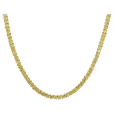 Pre-owned Rare Colors Fancy Yellow Diamond Tennis Necklace