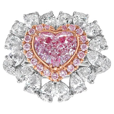Pre-owned Rare Colors Gia Natural Pink Heart Shape Diamond Ring -  Jewelry