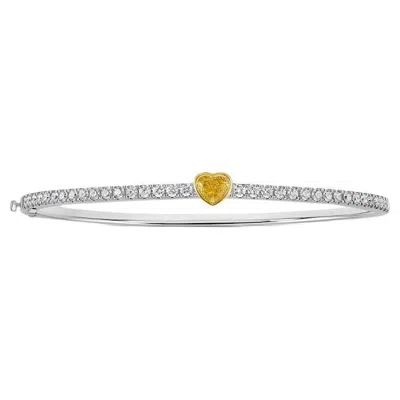 Pre-owned Rare Colors Heart Shape Yellow Diamond Bangle Bracelet