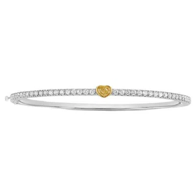 Pre-owned Rare Colors - Heart-shaped Yellow Diamond Bangle Bracelet