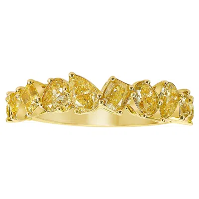 Pre-owned Rare Colors - Intense Yellow Diamond Mixed Shape Half Eternity Band