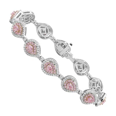 Pre-owned Rare Colors Natural Pink Diamond Pear Shape Bracelet -