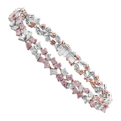 Pre-owned Rare Colors Pink Diamond Double Row Bracelet -