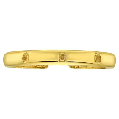 Pre-owned Rare Colors - Trio Yellow Diamond Bezel Cuff Bracelet