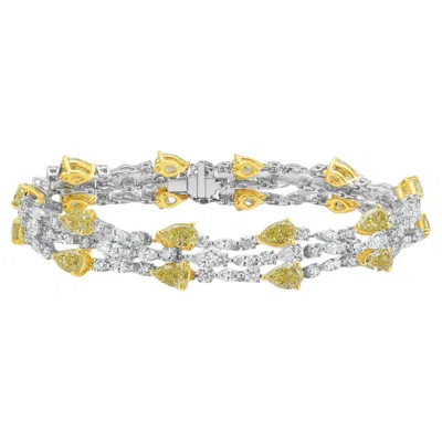 Pre-owned Rare Colors Unique 13 Carat Yellow And White Diamond Bracelet