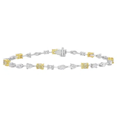 Pre-owned Rare Colors Yellow And White Diamond Mixed Shape Bracelet -