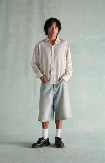 Rare Dnm Edit Men's Light Blue Baggy Denim Shorts In Light Indigo In Purple