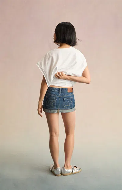 Rare Dnm Edit Women's Rilee Jean Micro Mini Skirt In Dark Indigo