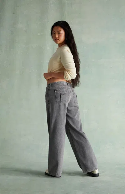 Rare Dnm Edit Women's Washed Black Rhinestone Low Rise Girlfriend Jeans