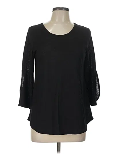 Pre-owned Rare Editions 3/4 Sleeve Top Black Keyhole Neckline Tops