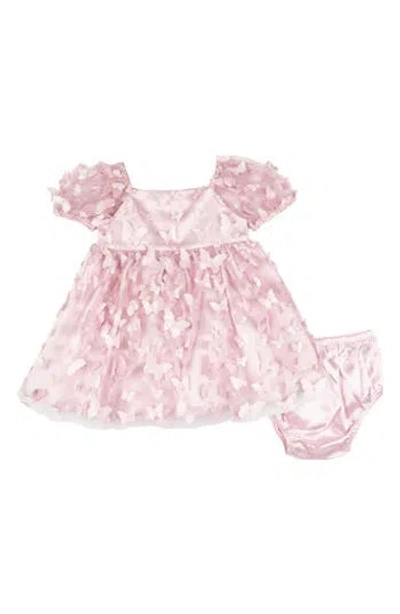 Rare Editions Babies'  3d Butterfly Puff Sleeve & Bloomers Set In Pink