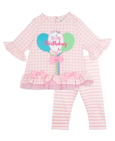 Rare Editions Baby Girl 2-piece Birthday Celebration Outfit Set In Pink
