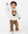 Rare Editions Baby Girl Cheetah Applique Sweatershirt With Flared Leggings, 2 Pc In Multi
