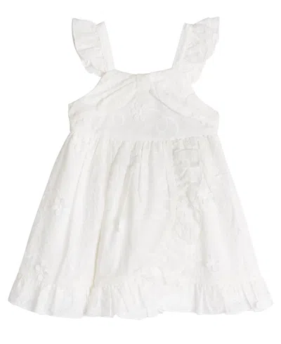Rare Editions Baby Girl Embroidered Clip Dot Dress In White