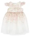 RARE EDITIONS BABY GIRLS FLORAL EMBROIDERED MESH PARTY DRESS