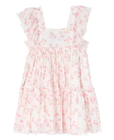 Rare Editions Baby Girl Floral Power Mesh Dress In Pink