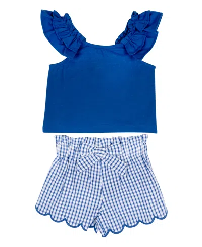 Rare Editions Baby Girl Gingham Short Set In Royal