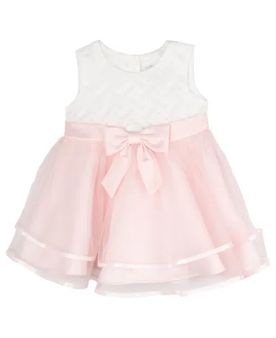 Rare Editions Baby Girl Two-tone Basket Weave Social Dress In Peach