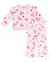 Rare Editions Baby Girls 2-piece Bow Printed Top And Leggings Set In Pink