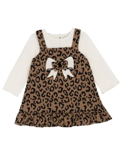 Rare Editions Baby Girls 2-piece Cheetah Print Jumper Bodysuit Set In Brown